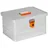 AluBox Werkzeugkiste EASY 29 Liter silber glänzend - orangne Schnallen - Griff oben - Außenmaße L 43,5 x 35,5 x 25 cm