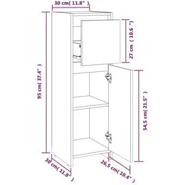 vidaXL Badschrank Braun Eichen-Optik 30x30x95 cm Holzwerkstoff