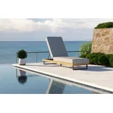 OUTFLEXX Icon Liege, hellgrau, Alu/Teak/Olefin, verstellbare Rückenlehne, atmungsaktiv, witterungsbeständig, FSC®-zertifiziertes Produkt