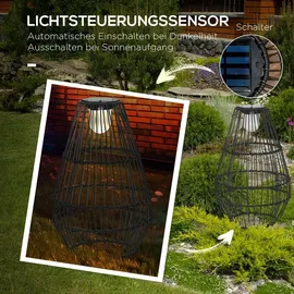 Outsunny Solarleuchte Stahl/Rattan schwarz