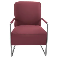 Cocktailsessel K+W KOMFORT & WOHNEN, rot (rubin), B:62cm H:77cm T:83cm, Sessel, mit bezogenen Armlehnen, Gestell in Metall Edelstahloptik