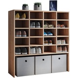 MID.YOU Schuhregal Eichefarben - 92x99x33 cm, Garderobe, Schuhaufbewahrung, Schuhregale