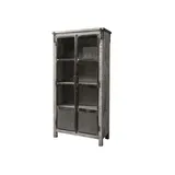 MASSIVMOEBEL24.DE Vitrine Mango 90x40x180 grau lackiert HEAVY INDUSTRY #141 - 2 Jahre Gewährleistung - mind. 14 Tage Rückgaberecht - Grau