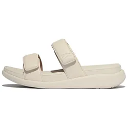 Pantolette FITFLOP "F-MODE GO", Damen, Gr. 38, beige, Lederimitat, unifarben, casual, Schuhe, Plateausandale mit dämpfender MICROWOBBLEBOARD Technologie