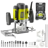 DEWINNER Elektronik Oberfräse Fräser 1200W,Ø 6 und 8 mm,Drehzahlregelung, Parallelanschlag, Absaugadapter, Set 12-teilig