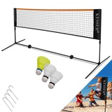 KESSER KESSER® Badmintonnetz, Tennisnetz 300cm 400cm 500 cm Federballnetz 3-Fach-Höhenverstellbar, Set bestehend aus Netz, 3x Federball, stabilem Eisen-Gestell, Transporttasche, Indoor & Outdoor