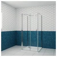 duschspa Komplettdusche 6mm 185cm Nano Glas U-Form Duschkabine Scharniertür Falttür Duschtür, BxT: 70x80 cm, Einscheibensicherheitsglas, Sicherheitsglas, Set, ebenerdiger Einbau möglich 70 cm x 80 cm