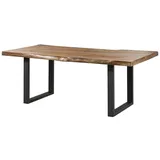 Massivmoebel24.de MASSIVMOEBEL24 Baumtisch Mango 180x90x77 natur lackiert / U-Beine anthrazit matt FREEFORM 5 - Grau