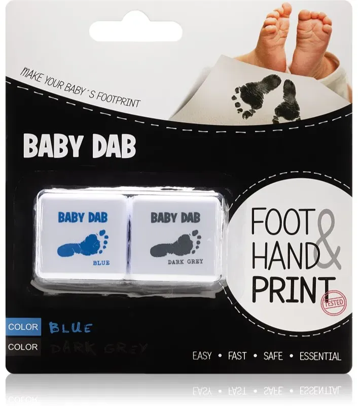 Baby Dab Foot & Hand Print Blue & Grey Farbe für Abdrücke von Kindern 2 St.