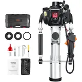 Vevor 37,77 ccm Benzinbetriebener T-Pfostenrammer, 4-Takt-Zaunpfahlramme mit Benzinmotor, mit 3 Pfosten-Rammköpfen (45/55/88 mm), tragbarer 1000-W-Pfostenramme für Bauernhöfe, Ranchzäune, Straßenverbesserungen