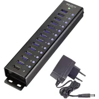 Renkforce RF-3897144 USB-Hub 13 Port USB-A USB 3.0 5 GBit/s mit Aluminiumgehäuse, zur Wandmontage, mit Schnellladeport RF-3897144