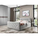 Mirjan24 Boxspringbett Malaga, Moderne Doppelbett mit zwei Bettkästen, Schlafzimmer (Amor Velvet 4318, Größe: 140x200 cm) - Grau