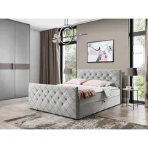 Mirjan24 Boxspringbett Malaga, Moderne Doppelbett mit zwei Bettkästen, Schlafzimmer (Amor Velvet 4318, Größe: 140x200 cm) - Grau