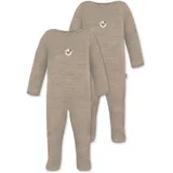 normani Outdoor Sports 2er Pack Baby Merino Strampler „Levin" in Beige | Gr.: 56