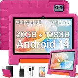 WiFi 6, Octa-Core, Widevine L1, Kindersicherung, 6000 mAh, BT 5.0, GMS es Kinder Tablet mit Eva Hülle - Rosa