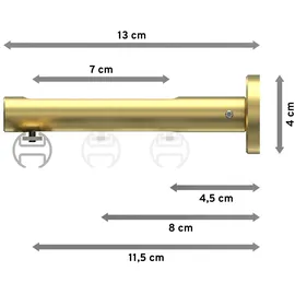Interdeco GARDINENSTANGE INNENLAUF Siteno Mavell 600 cm (geteilt in 3 x 200 cm), 1-läufig, 20 mm Ø Messing-Optik