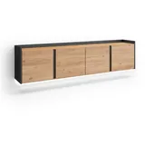 SKRAUT HOME Lowboard 207x50x35 cm Eiche Schwarz Holzwerkstoff