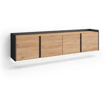 SKRAUT HOME Lowboard 207x50x35 cm Eiche Schwarz Holzwerkstoff