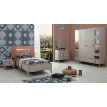 aea Komplette Jugendbett Kindermöbel Kinderbett Beige Holz Set 5tlg Modern