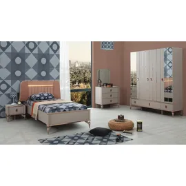 aea Komplette Jugendbett Kindermöbel Kinderbett Beige Holz Set 5tlg Modern