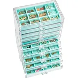 ProCase Acryl Schmuck Organizer Schmuckschatulle für Damen Durchsichtige Schmuckaufbewahrung Schmuckkästchen Schmuckbox mit 10 Schubladen für Ohrringe, Ringe, Armbänder -Blau