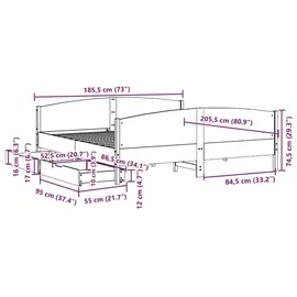 vidaXL Massivholzbett 180 x 200 cm Weiß