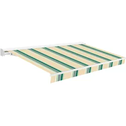 WASABI Einrollbare Markise 3x2 beige/grün – Halbgehäuse-Struktur aus Aluminium – UV-Sonnenschutz-Acrylgewebe – Verstellbare Neigung – Inklusive Kurbel