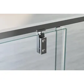 Bernstein Nischendusche mit Drehtür an Festfeld NT606 - FLEX - Nano Klarglas - 6 mm - Breite & Profilfarbe wählbar, Breite:1000 mm, Profilfarbe:Chrom - Silber
