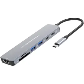 Conceptronic DONN28G 7-in-1 USB 3.2 Gen 1 Dockingstation 4K60Hz HDMI USB-A 5Gbps x 2 USB-C 5Gbps SD TF/MicroSD 100W USB PD