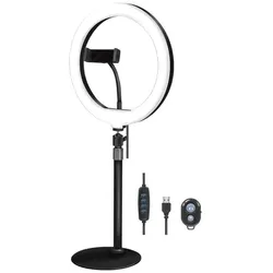 LogiLink LED-Ringlicht für Smartphones, Ø25 cm, mit Stativ, Fernauslöser und Lichtregler