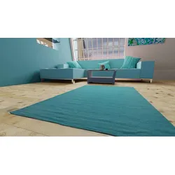 Morgenland Kelim Teppich - Trendy - Fancy - türkis - 300 x 200 cm - rechteckig