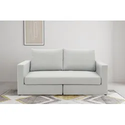 2-Sitzer DOMO COLLECTION "800015 B/T/H: 178/80/90 cm", silber, B:178cm H:90cm T:80cm, 100% Polyester, Sofas, Sitzfläche mit Federkern, inkl. 2 Rückenkissen