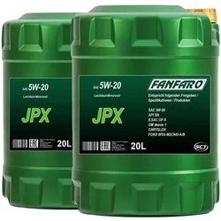 2x 20l Fanfaro Jpx 5w-20 Leichtlauf-motorenöl Passend Für Viertakt-motoren: