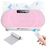 MERACH Vibrationsplatte mit Bluetooth, Widerstandsband, Ganzkörper Sportgerät, 10 Intensitätsstufen, LED-Display, für Gewichtsverlust, Formung, Training Bauch Beine Gesäß rosa