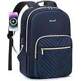 LOVEVOOK Laptop Rucksack Damen, 15,6 Zoll Laptoptasche Rucksack Wasserdicht Schulrucksack Mädchen Teenager Rucksack mit Laptopfach USB-Ladeanschluss, für Business Reisen Schule Blau