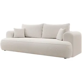 Selsey - Ovo 3-sitzer-schlafsofa Mit Stauraum Aus Cremefarbenem Bouclé