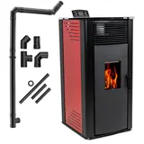 THUNDER® | GAREN RED | Pelletofen | 15kW | Anschlussrohrsatz Ø 80 mm | rot