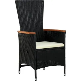 vidaXL 11-tlg. Garten-Essgruppe mit Kissen Schwarz Poly Rattan vidaXL