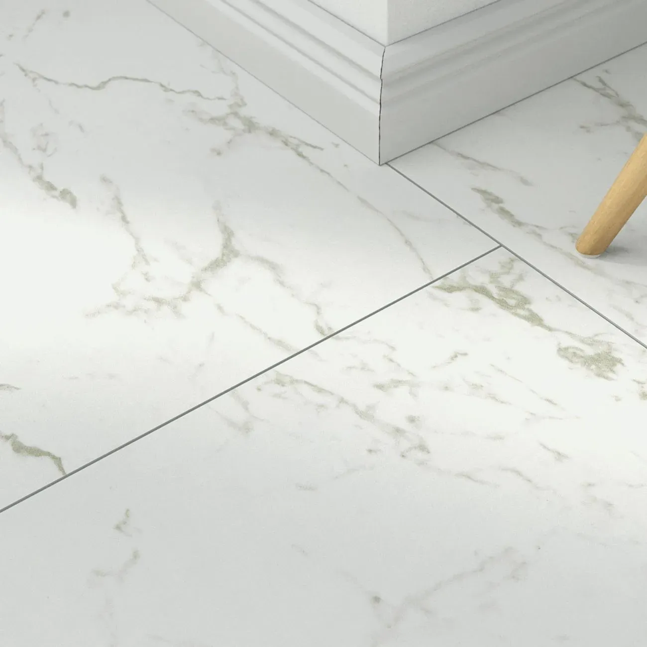 Laminat Marmor white – inkl. Dämmung & Fußleisten