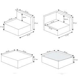 Mendler Poly-Rattan-Garnitur HWC-D24, Garten-/Lounge-Set Sofa ~ grau, Polster creme