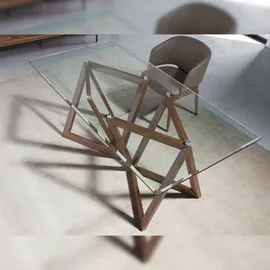 ac angel cerda Angel Cerdá Esstisch Rechteckig gehärtetes Glas aus walnussfarbenes Holz 1102