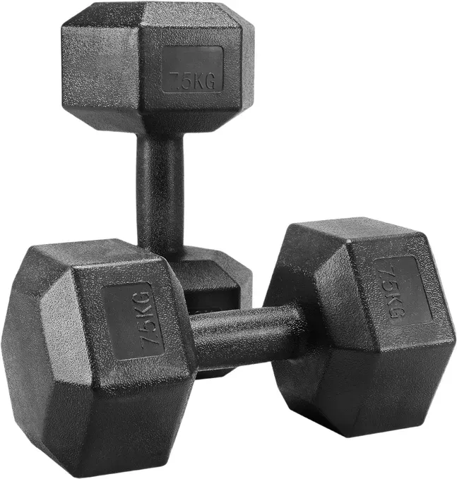 Yaheetech Hex-Kurzhantel-Set, Sechskant-Kurzhanteln für Krafttraining, Heimtrainingsgerät, Schwarz, (im Paar erhältlich) 2x7,5kg