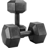 Yaheetech Hex-Kurzhantel-Set, Sechskant-Kurzhanteln für Krafttraining, Heimtrainingsgerät, Schwarz, (im Paar erhältlich) 2x7,5kg