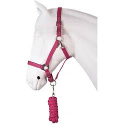 Halfter Set Dime, weich gepolstert und verstellbar, inkl. 200cm Führstrick, pink, Pony