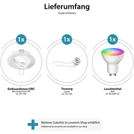 ledscom.de LED Decken-Einbaustrahler CIRC schwenkbar weiß inkl. Smart Home RGBW GU10 LED Lampe, 5,41W, 473lm
