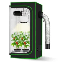 MELONFARM 2 x 2 Wachstumszelt, 61 x 61 x 121 cm, hochreflektierendes 600D-Diamant-Mylar-Leinwand mit Beobachtungsfenster und Bodenwanne für Hydrokultur-Pflanzenanbau