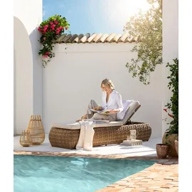 Dehner Tulum Gartenliege 195 x 94 x 60 cm Braun/Weiß