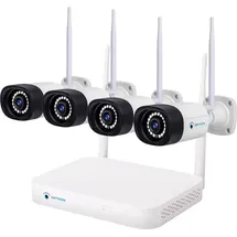 LuVision Dual WLAN Funk Video Überwachungssystem 10 Kanal Mini NVR 5MP Überwachungskamera Set Mikrofon Cloud 4 Kameras