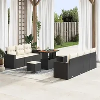 vidaXL Garten-Sofa-Set 10-tlg. Schwarz