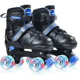 ERNAN Rollschuhe Kinder Verstellbar.komfortabl LED Rollerskates für Jugendliche und Anfänger.4 Größen verstellbar,Rollschuhe für Mädchen,Jungen und Anfänger (Blue, M)